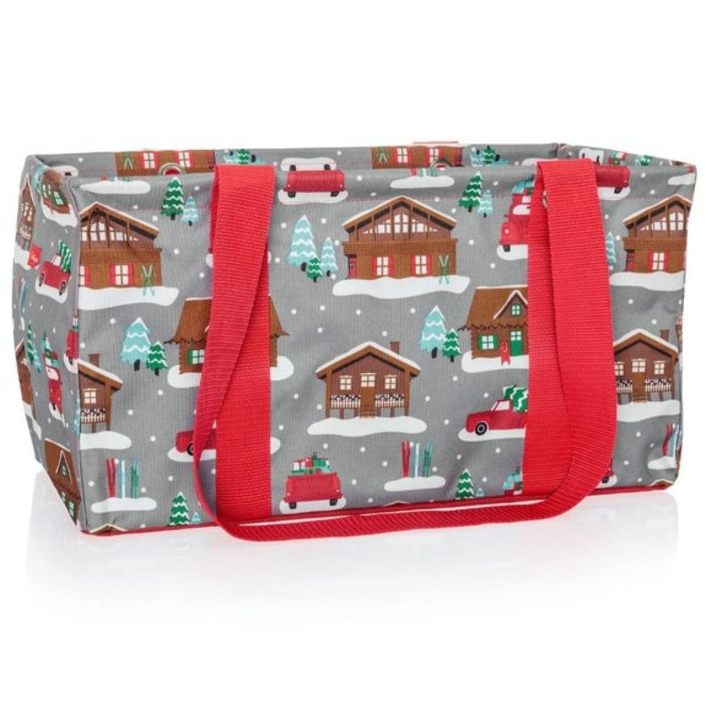 Medium Utility Tote - Snowy Ski Lodge